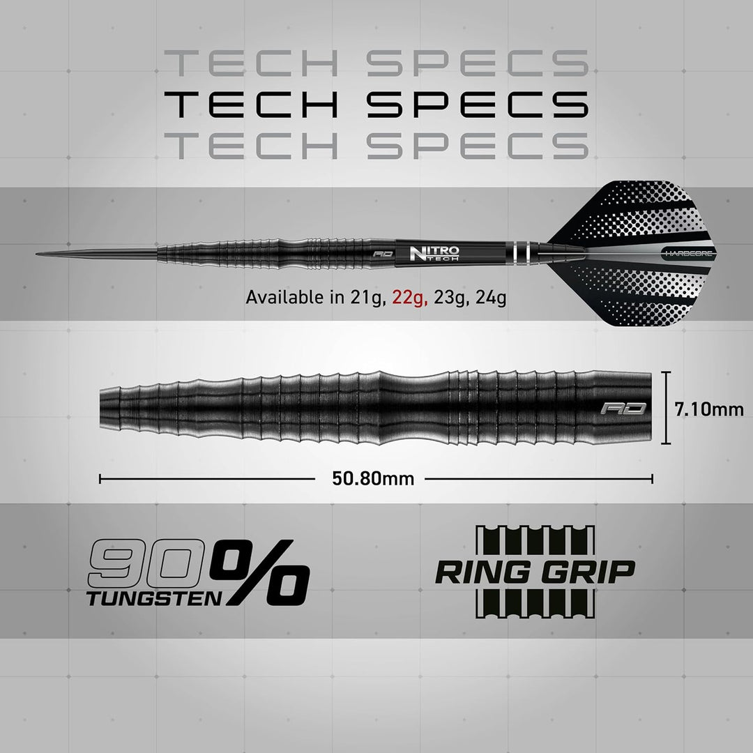 RED DRAGON Razor Edge Extreme Professional Tungsten Darts Set with Flights and Stems 22.0 Gramm, 22.