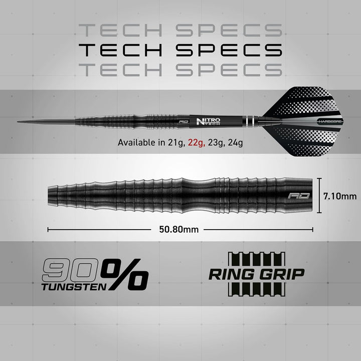 RED DRAGON Razor Edge Extreme Professional Tungsten Darts Set with Flights and Stems 22.0 Gramm, 22.