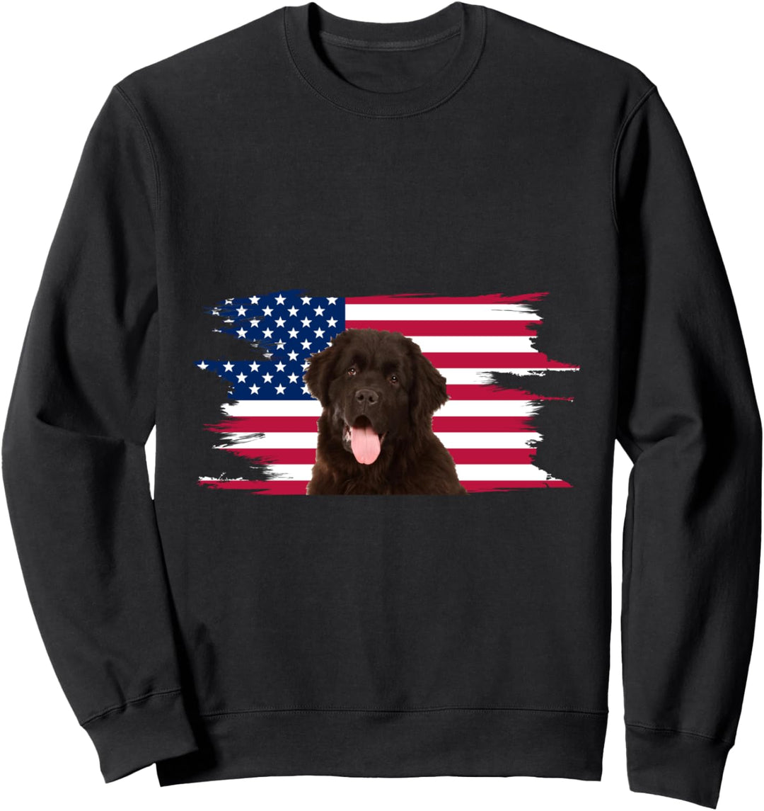 American Flag Dog Newfoundland Sweatshirt