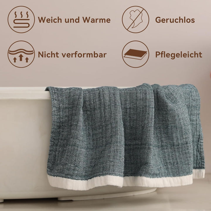 SE SOFTEXLY Musselin Decke 150 x 200 aus 100% Baumwolle, Weiche und Atmungsaktive Kuscheldecke, Leic