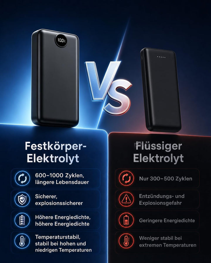 PowerBank 50000mAh grosse kapazität, 22,5W schnelles Aufladen externer Akku USB-C 3 Ausgänge und 2 E