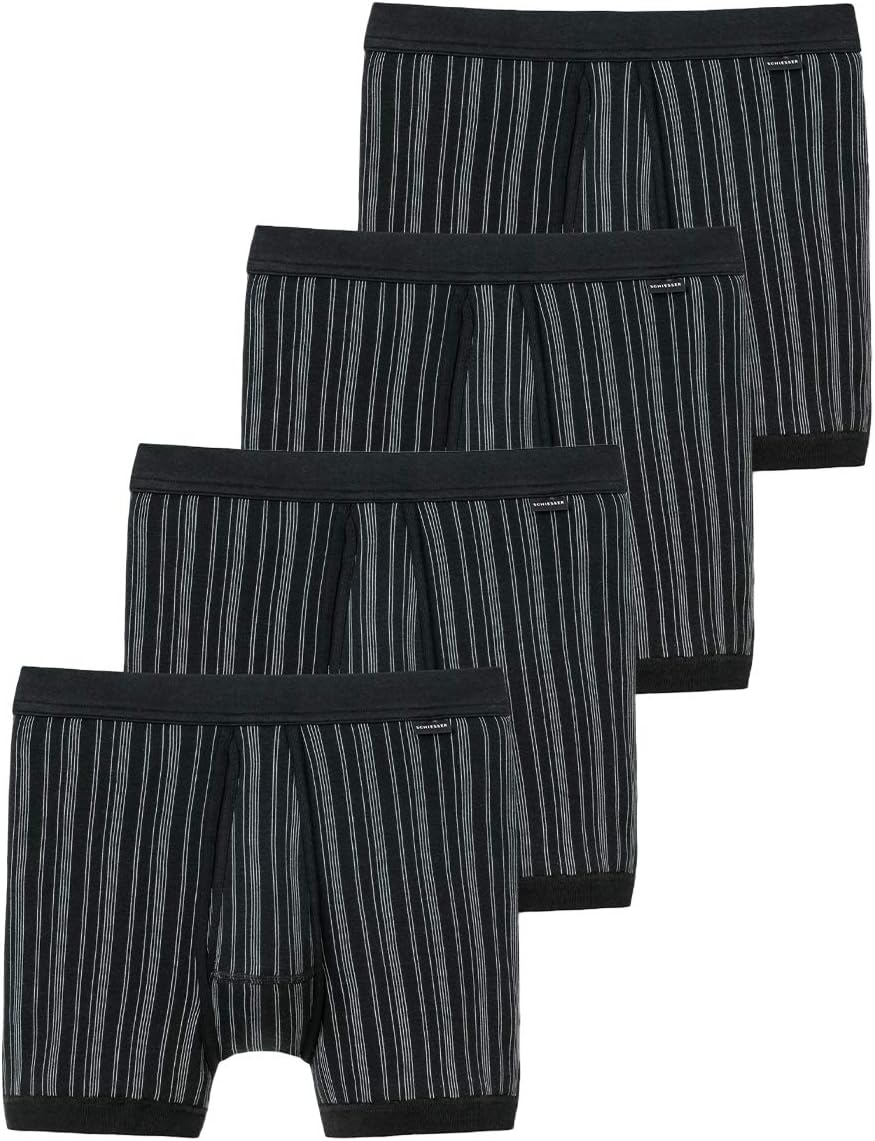 Schiesser Herren 2 PACK Unterhose mit Bein und Eingriff - Classic M 4 X Schwarz (000), M 4 X Schwarz