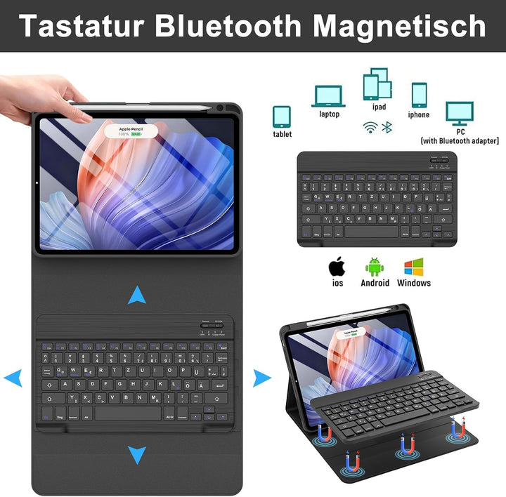 WINCHKING Tastatur Hülle für Samsung Galaxy Tab S10 Plus/S9 Fe Plus/S9 Plus | Abnehmbar Hülle mit St