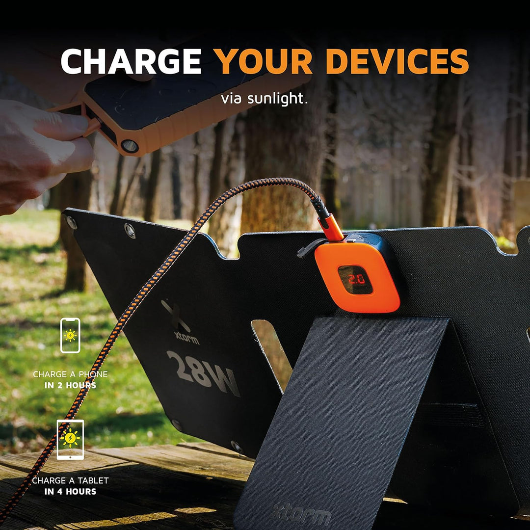 Xtorm SolarBooster, 28W Solarmodul, Faltbar, Tragbar Solar Ladegerät, faltbares Solarpanel, Monokris