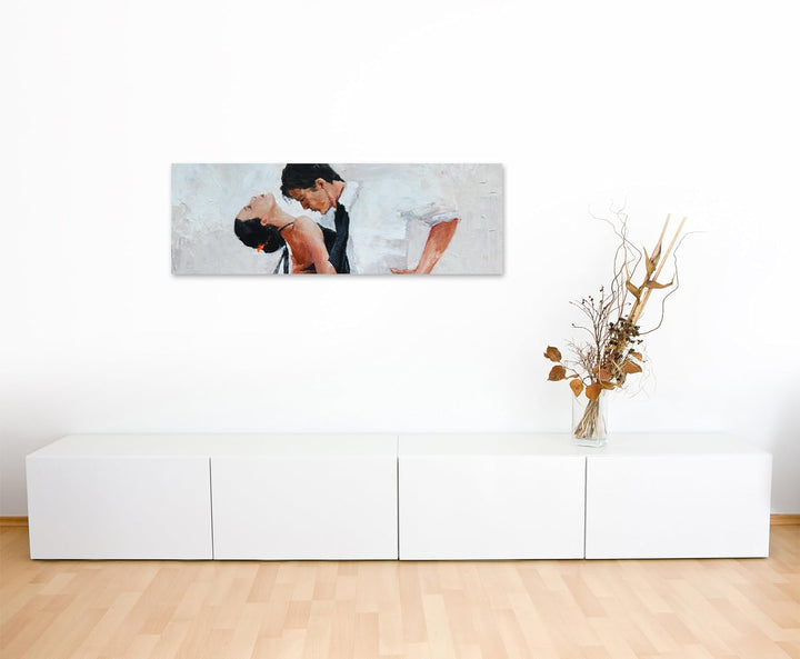 Sinus Art Wandbild 150x50cm Digitales Gemälde – Tangotänzer mit weissem Hintergrund auf Leinwand für
