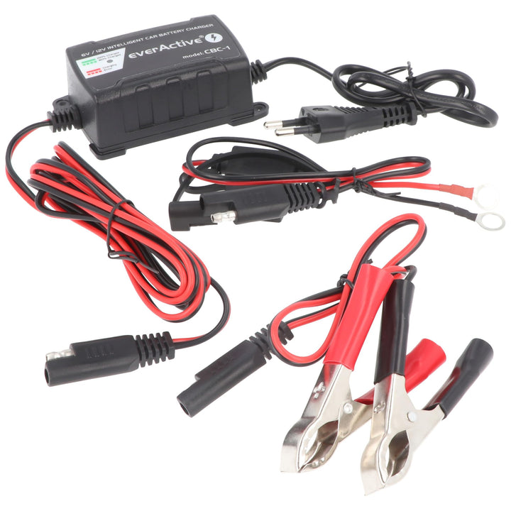 everActive KFZ Motorrad Ladegerät vollautomatisch 6V 12V, Spannung 1A, Mikroprozessor, Miniatur-Auto
