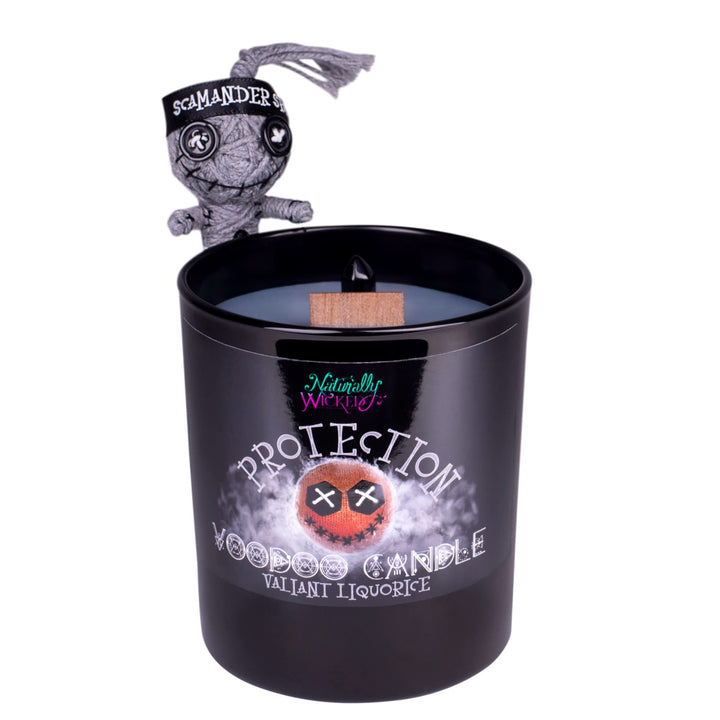 Naturally Wicked Voodoo Schutz Kerze | Inc Voodoo Puppe & Kristallstab | Vegane Kristallzauberkerze