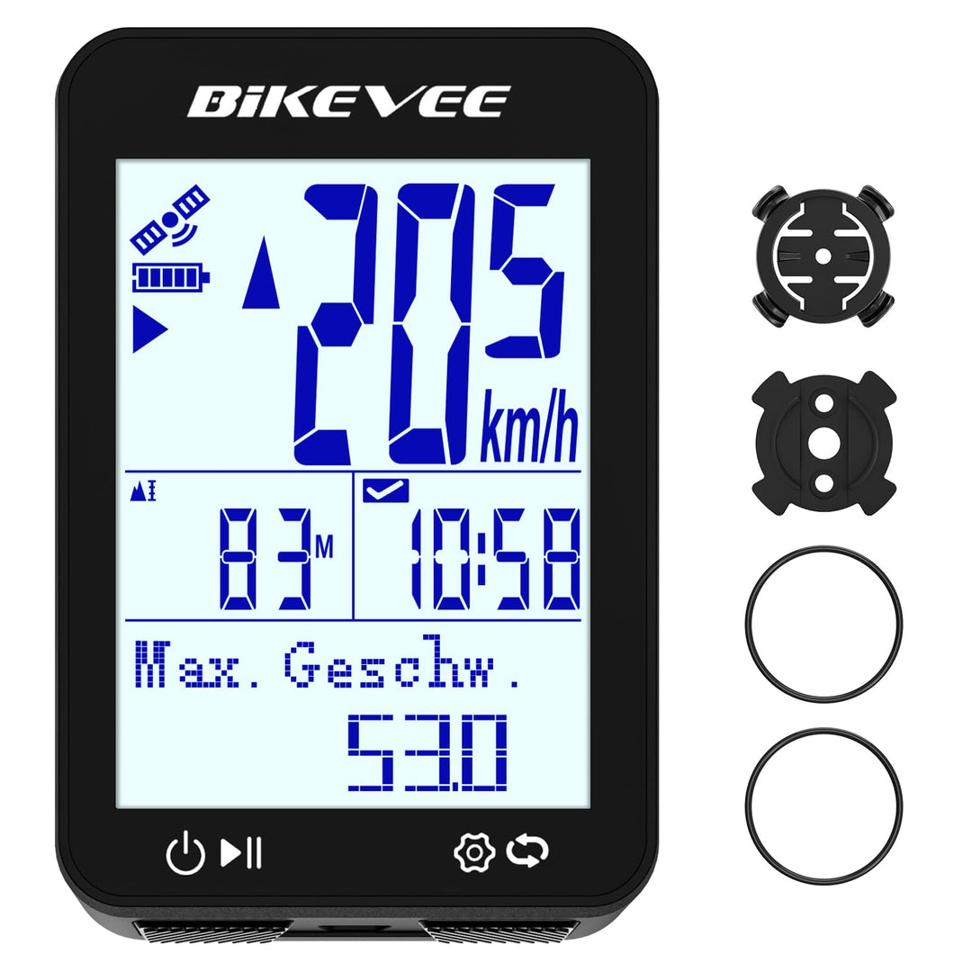 GPS Fahrradcomputer Kabellos IPX7 Wasserdicht 2.4'' FSTN Display 28H Akku Schwarz-A【Standardhalterun