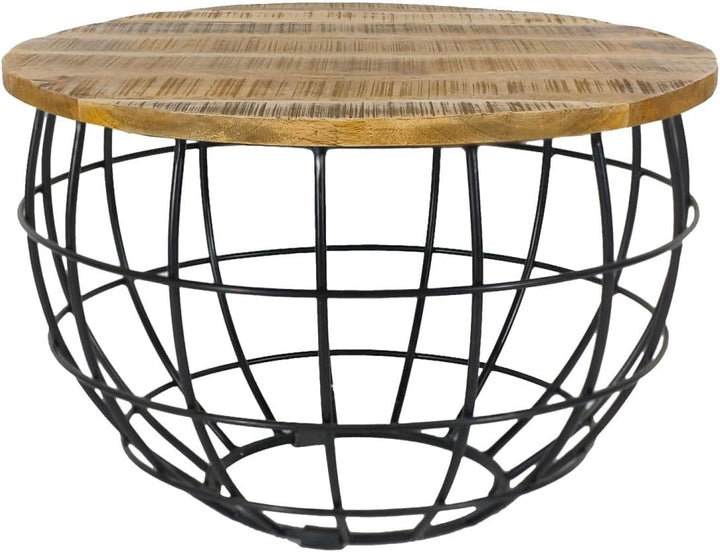 Couchtisch Wohnzimmer-Tisch rund ø 55 cm Beistelltisch Metall Gestell Tischplatte Holz massiv Farbe
