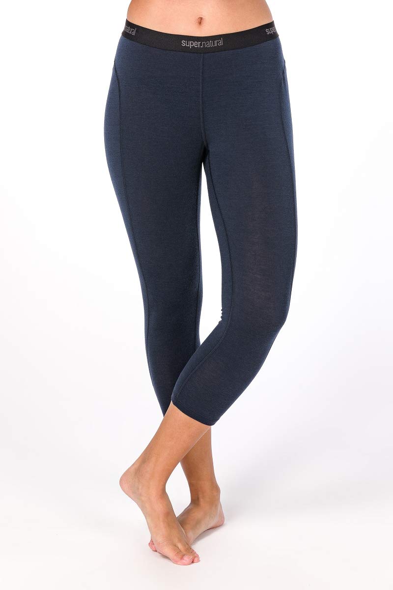 super.natural Damen Funktions-Unterhose, 3/4 Länge, Mit Merinowolle, W BASE 3/4 TIGHT 175 Nachtblau