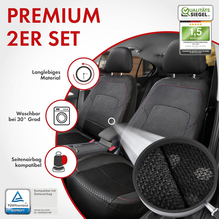 Walser Premium Autositzbezüge Logan mit Reissverschluss Qualitätssieger Sehr Gut* Sitzbezüge Auto, Z