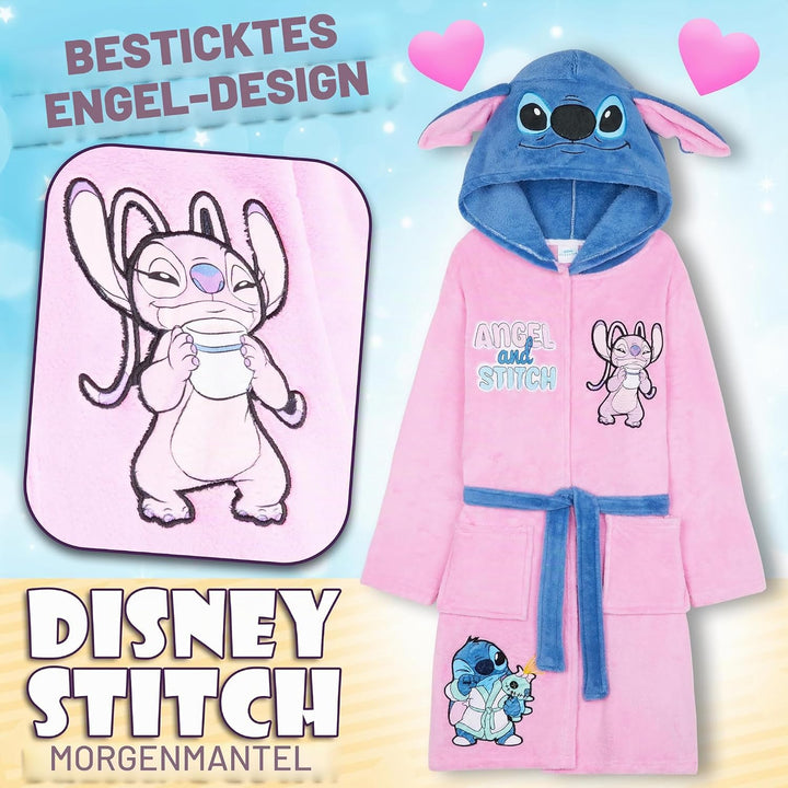 Get Trend Bademantel Mädchen, Flauschig mit Prints von Stitch und Angel, Barbie, Disney Prinzessinne