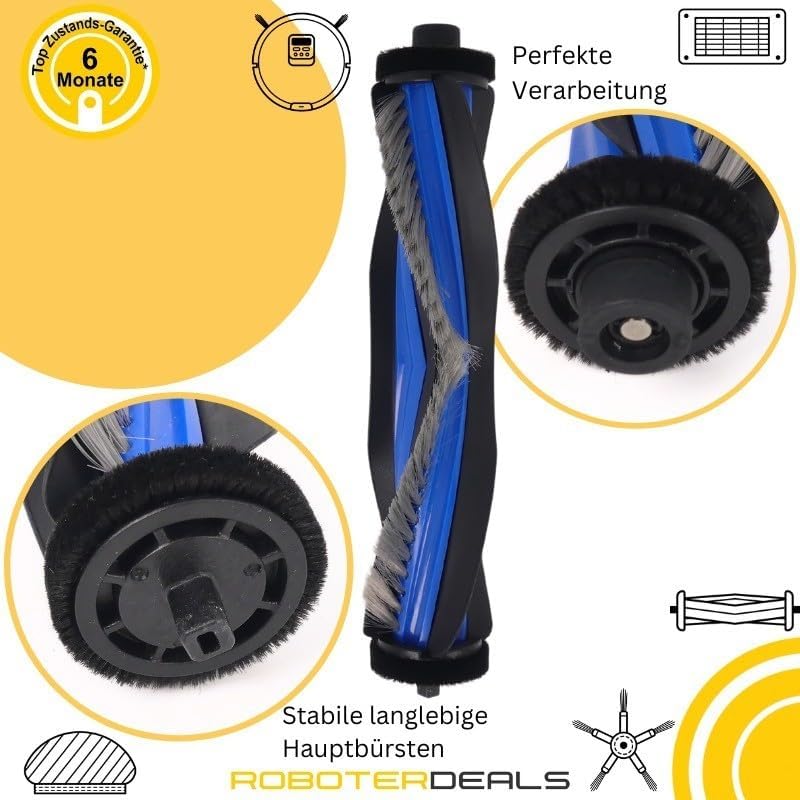Roboter Deals - Zubehör Set, Ersatzteile für Ecovacs Deebot Mini (2X Seitenbürste, 2X Pad, 1x Hauptb