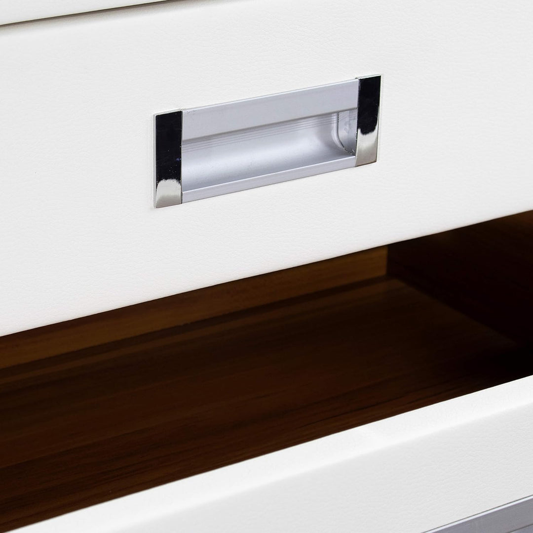 i-flair® - Nachttisch, Nachtkonsole aus hochwertigem Kunstleder - S69 Weiss, Weiss