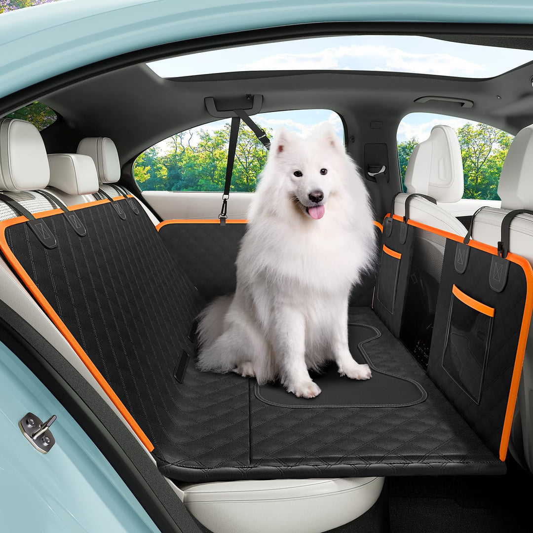 pecute Hundedecke Auto Rückbank mit Harter Unterseite- Wasserdicht und rutschfest Hundesitzbezug, Hu