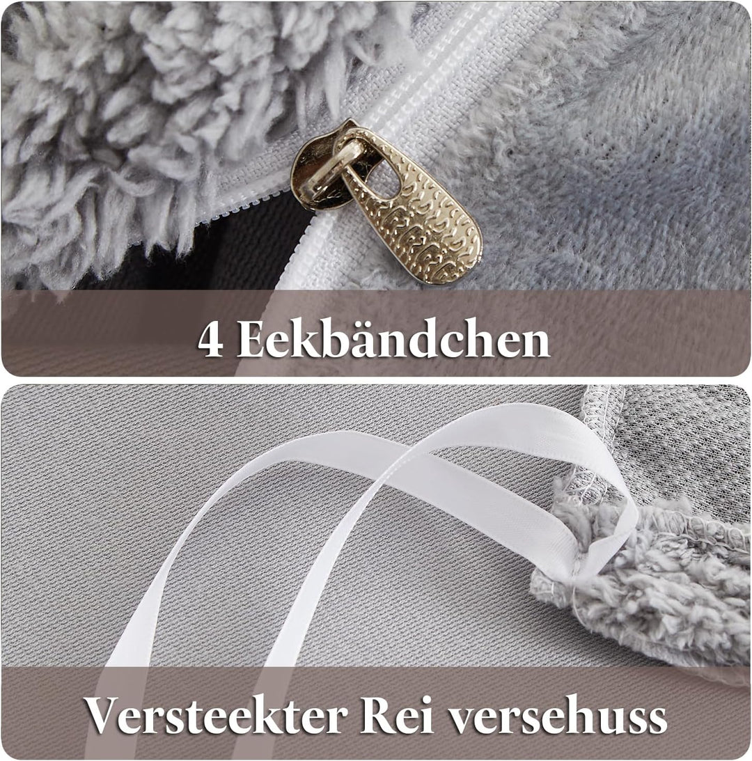 Sedefen Flauschig Bettwäsche 200x200 cm Grau Biber Flanell Fleece Geometrischmuster Cashmere Touch W