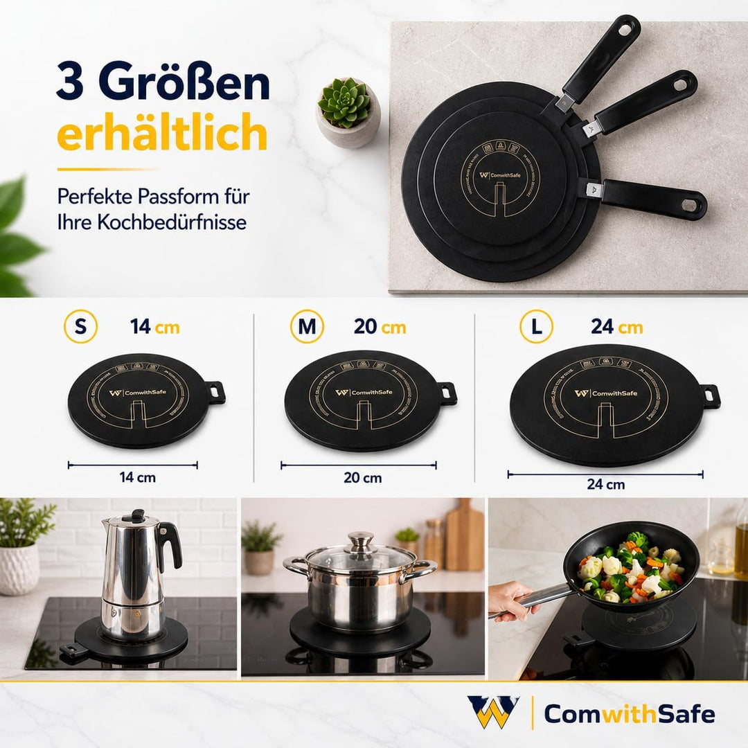 Induktionsadapter, 24 cm, mit abnehmbarem Griff, isoliert, ändert die Farbe nach Gebrauch nicht, Hei