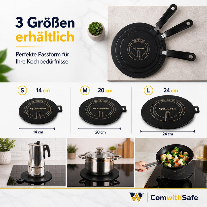 Induktionsadapter, 24 cm, mit abnehmbarem Griff, isoliert, ändert die Farbe nach Gebrauch nicht, Hei
