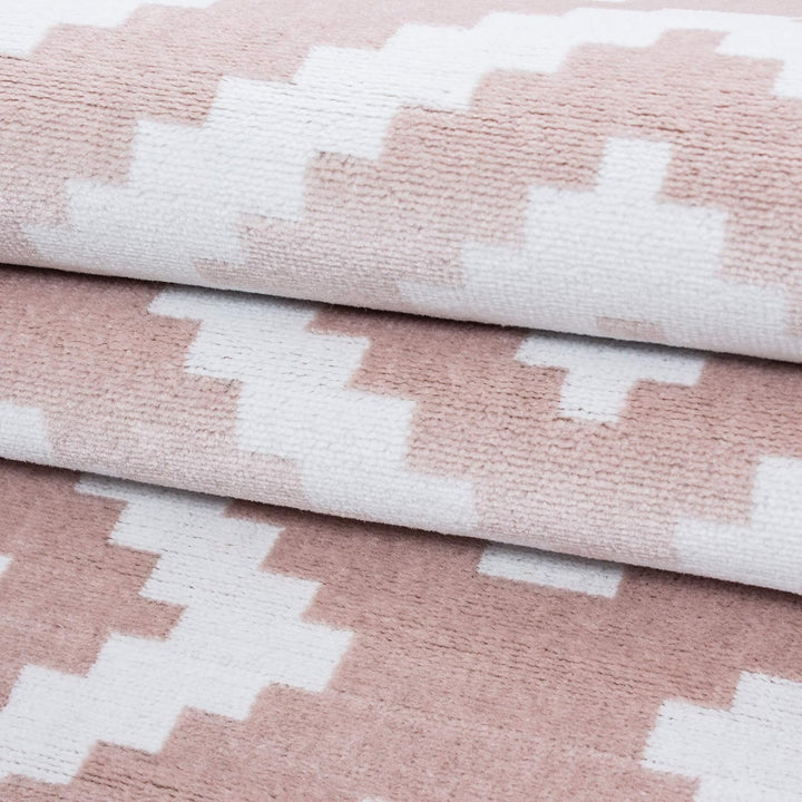 Carpetsale24 Teppich Wohnzimmer Rauten Design Pink Meliert 240 x 340 cm - Kurzflor Teppich Schlafzim