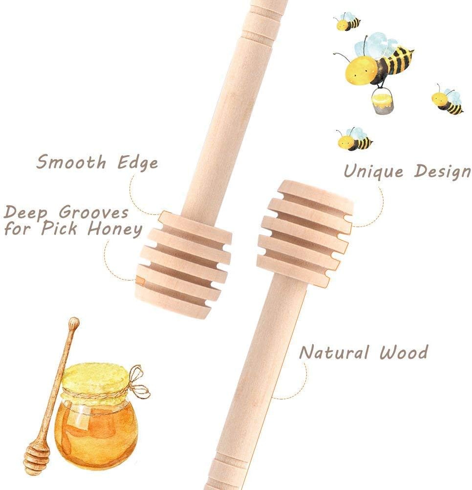 Fdit 50 Pcs/Satz Haushalt Holz Tragbare Mini Marmelade Honig Dipper Jar Dispensing Sammeln Rührstab