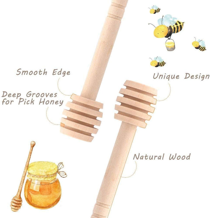 Fdit 50 Pcs/Satz Haushalt Holz Tragbare Mini Marmelade Honig Dipper Jar Dispensing Sammeln Rührstab