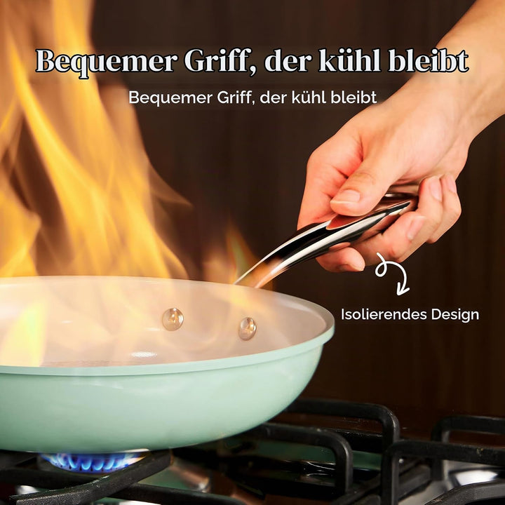 Redchef Keramik Pfanne Induktion 28cm, Antihaft Keramikbeschichtung Bratpfannen mit Edelstahlgriff,