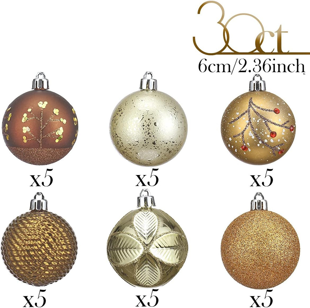 Valery Madelyn Weihnachtskugeln 30 Stücke 6cm Kunststoff Christbaumkugeln Weihnachtsdeko mit Aufhäng