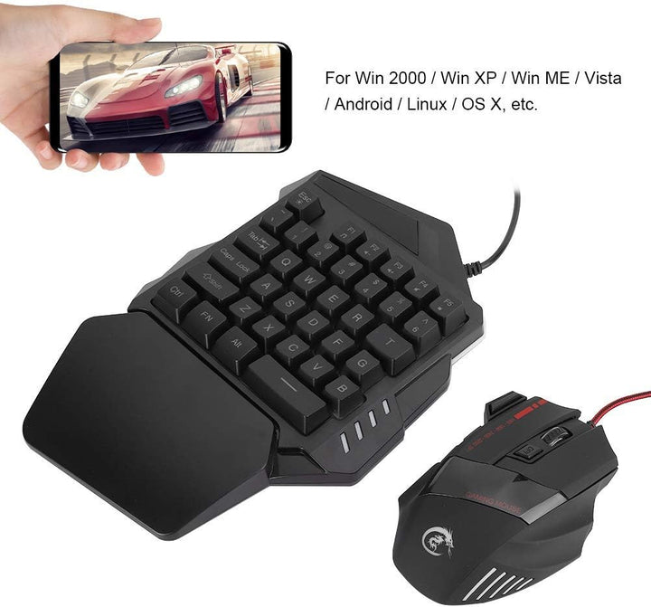 Hintergrundbeleuchtung Einhand Gaming Tastatur und Maus Kombination, 35 Tasten LED Hintergrundbeleuc