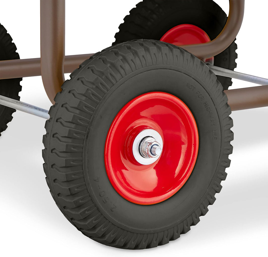 Relaxdays Schlauchwagen, bis 60 m, 4 Vollgummireifen, Klickkupplung, Schlauchtrommel Metall, Schlauc