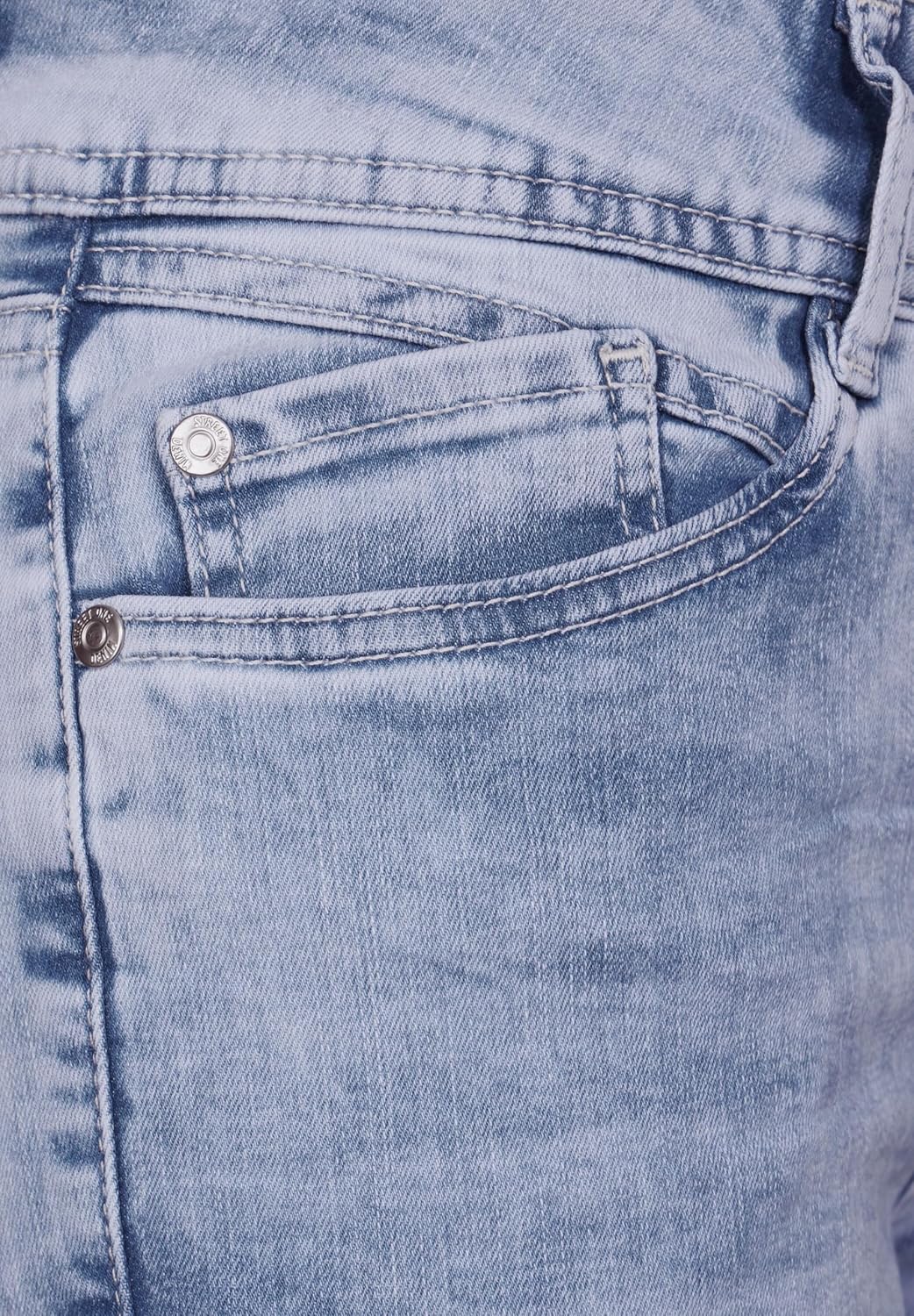 Street One Damen Jeanshose Slim und High Style Denim York 2-knopf 49_59 25W / 32L Heavy Indigo Bleac