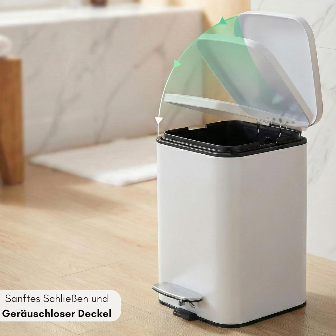 Erreke Badmülleimer mit Pedal 3L, Kosmetikeimer 3L aus Edelstahl mit Soft-Close Deckel, Herausnehmba