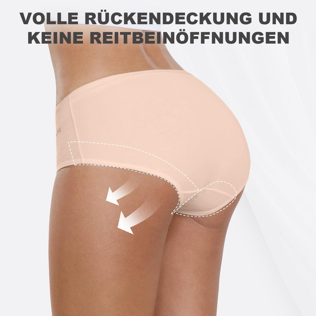 coskefy Unterhosen Damen, 6er Pack Slips Damen Baumwolle, Bequeme Frauen Unterwäsche, Atmungsaktiv P