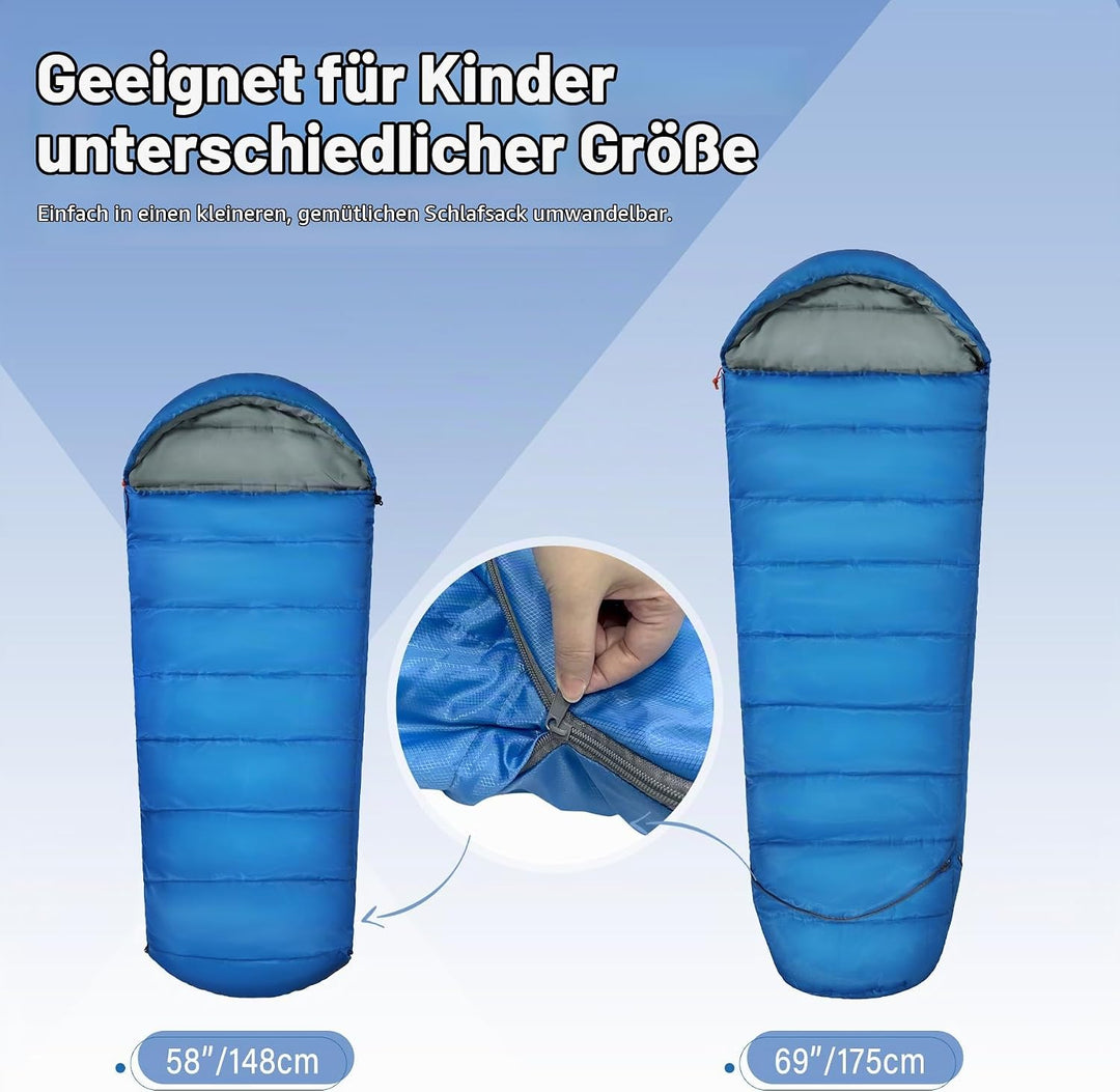 REDCAMP Kinderschlafsack für Jungen und Mädchen 175 x65 cm, Mumienschlafsack Bequem Leicht-Warm mit