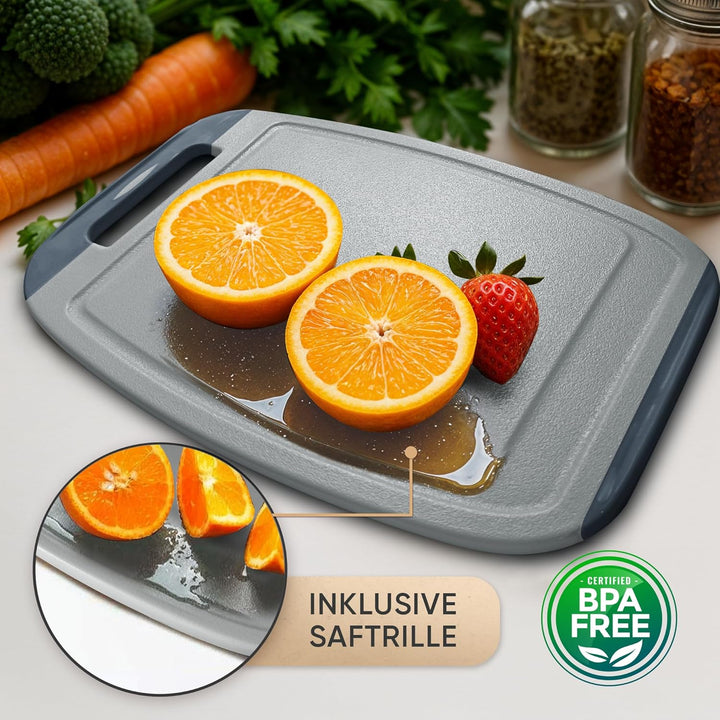 NEOFLAM® – Antibakterielles Schneidebrett Kunststoff rutschfest - 3er Set Schneidbretter Microban® S