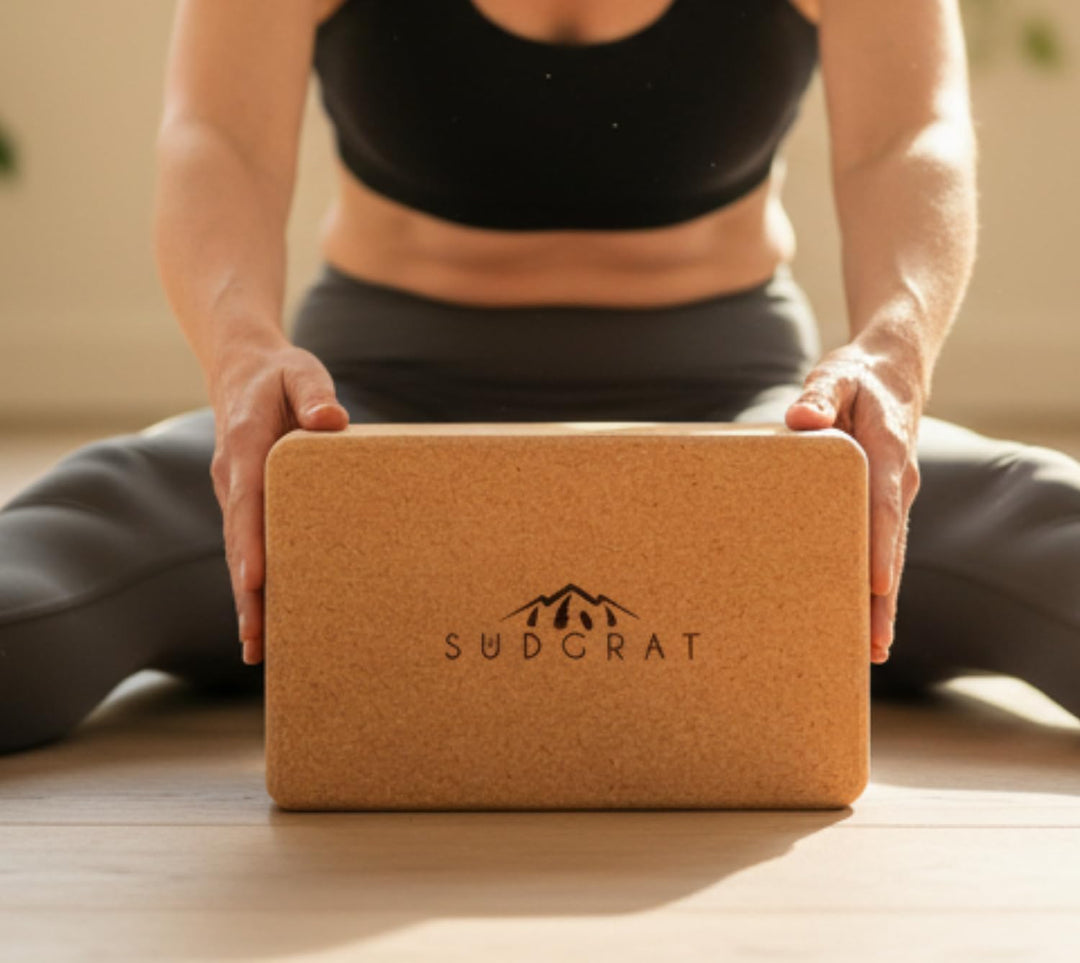 Südgrat Yoga Block Kork 100% Natürlich Stabil Griffig | Pilates Fitness 22,5x14,5x7cm Beige 660g, Yo