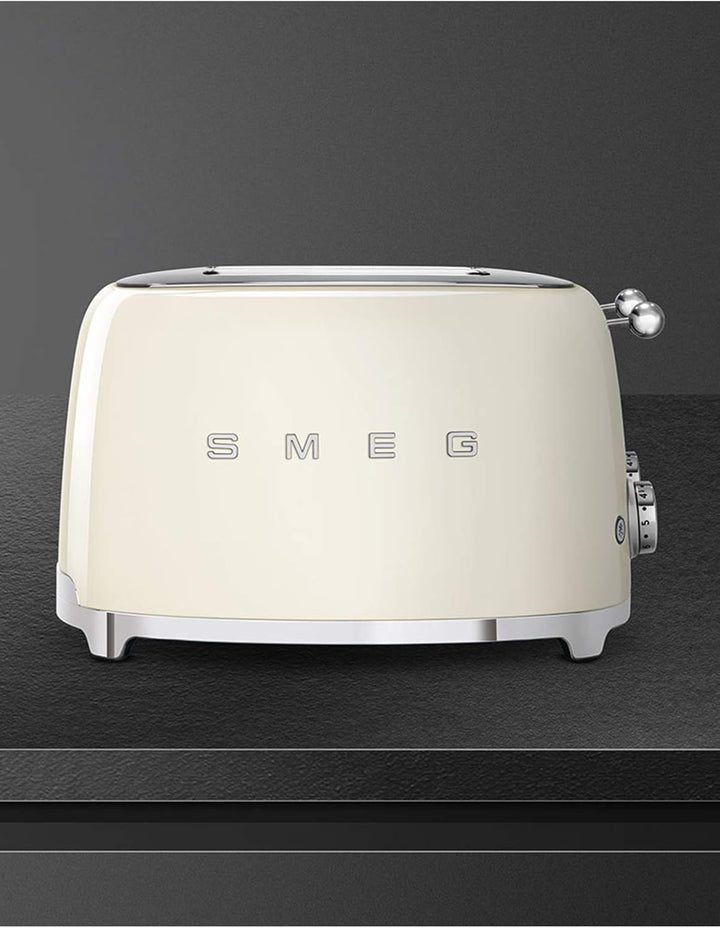 Smeg, 4x4 TSF03CREU -Toaster, 4 Schlitze für 4 Scheiben, 6 Vergoldungsniveaus, Heizfunktion, Abtau-