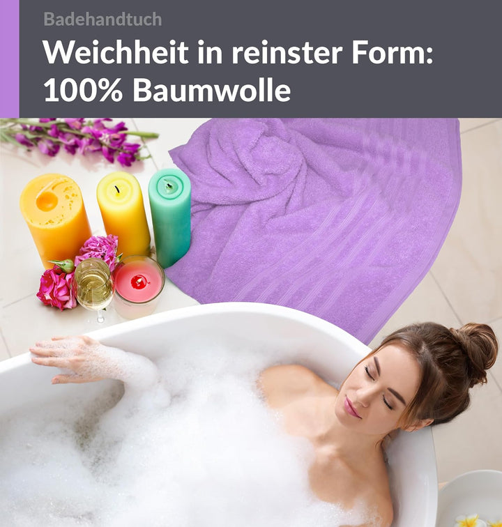Lashuma Schulter Badehandtuch 100x150 cm Lila - Flieder, London grosses Frottee Handtuch aus 100% Ba