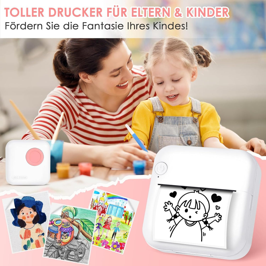 GuKKK Mini-Fotodrucker, Thermodrucker, tragbarer Sofortbilddrucker, Mini-Fotodruck vom Handy, Thermo