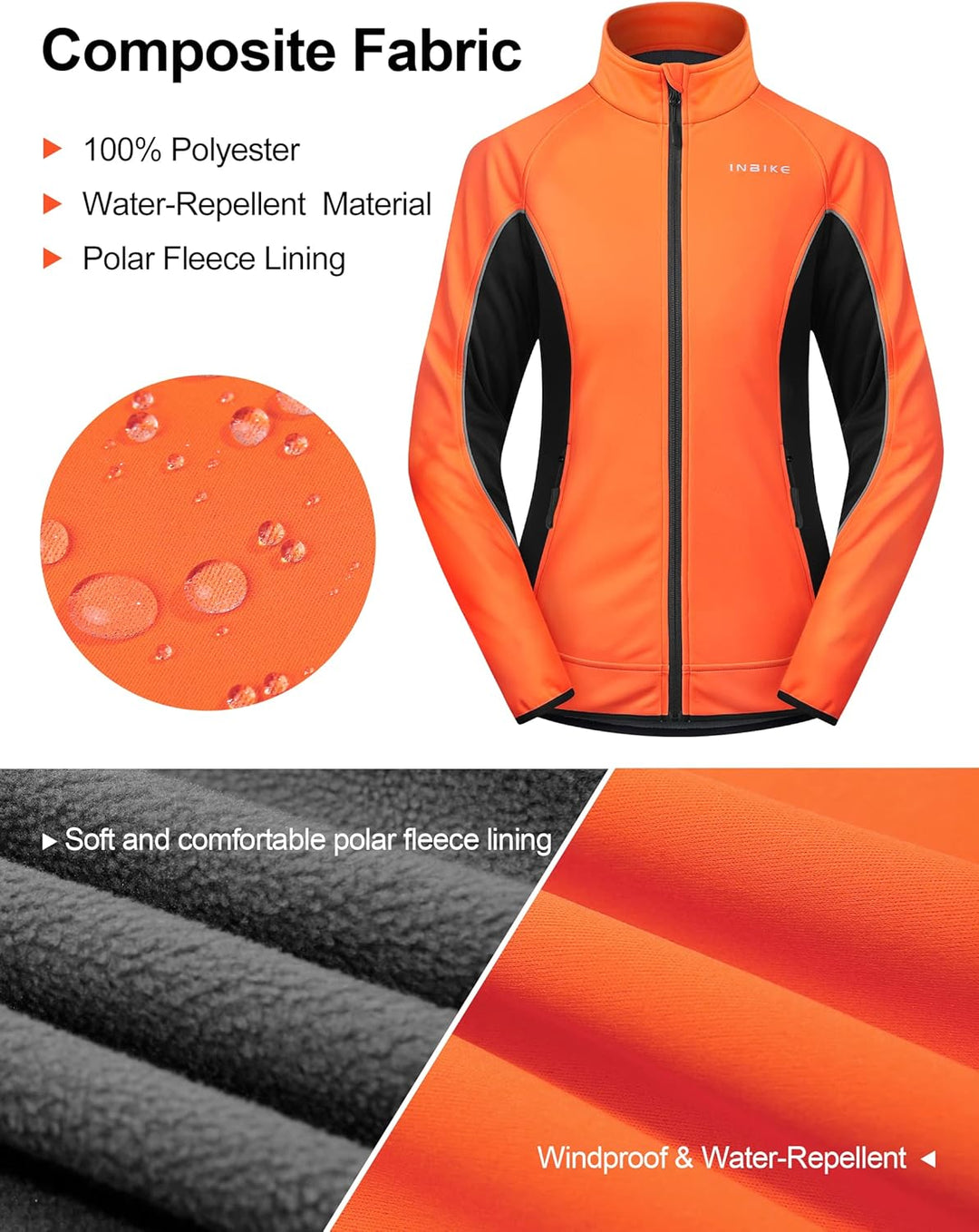 INBIKE Fahrradjacke Damen Winter Thermo Reflektierend Wasserabweisend Winddicht Atmungsaktiv Radjack