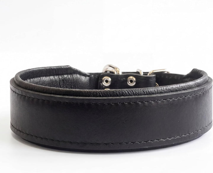 Bestia™ "Classic Echtleder Hundehalsband. 100% Leder. Weich gepolstert. TOP Qualität! XXL- Halsumfan