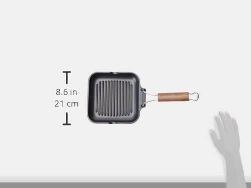 Harbenware Home Delizia Grillpfanne Antihaft mit biegsamen Griff, Aluminium, Schwarz, 20x20 cm