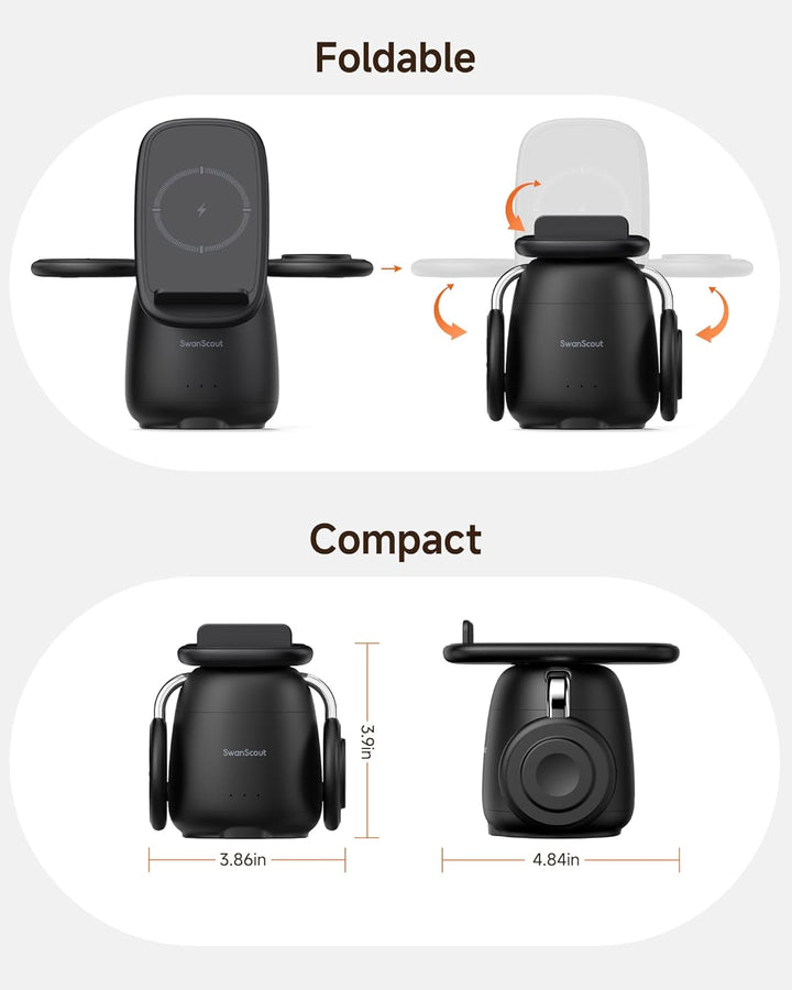 SwanScout Induktive Ladestation für Samsung S26+, 3 in 1 Wireless Charger für Samsung S25/S24/S23/Z
