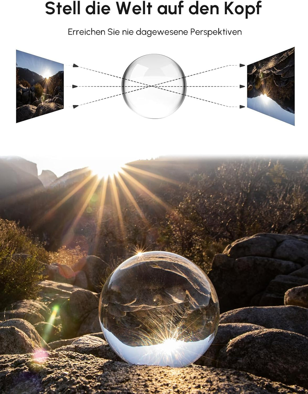 Rollei Lensball 60mm I Glaskugel I Kristallkugel I Foto-Kugel mit Aufbewahrungstasche &amp; Mikrofaser R