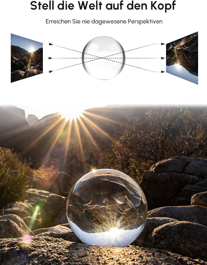 Rollei Lensball 90mm I Glaskugel I Kristallkugel I Foto-Kugel mit Aufbewahrungstasche &amp; Mikrofaser R