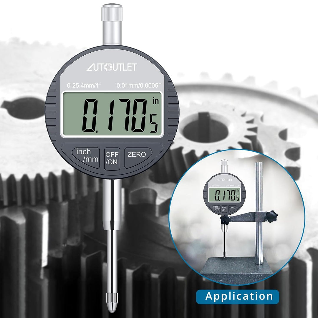 AUTOUTLET Digitale Messuhr 0.01/0.0005'', digitale Messuhr Messtaster 0-25.4mm/1'' Messbereich, mit