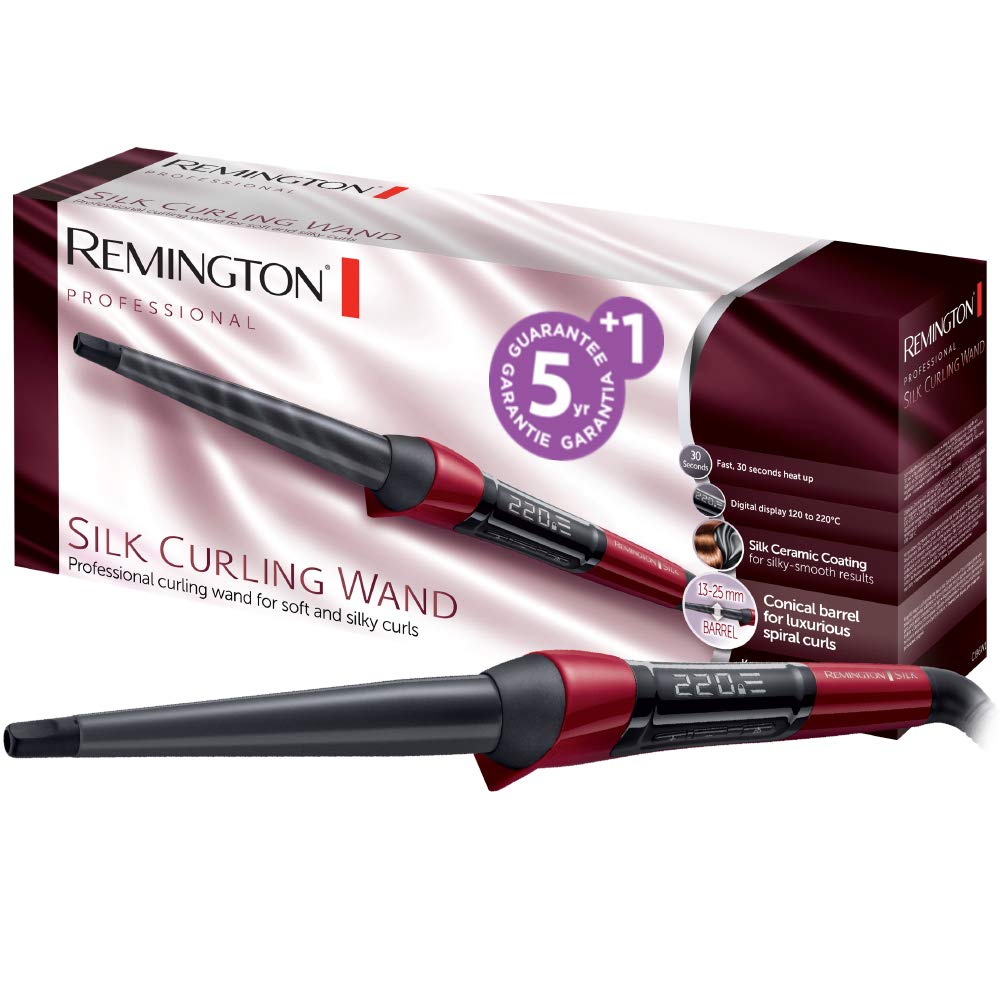Remington Lockenstab [kegelförmig 13-25mm] Silk Digital (hochwertige Keramikbeschichtung mit Seidenp