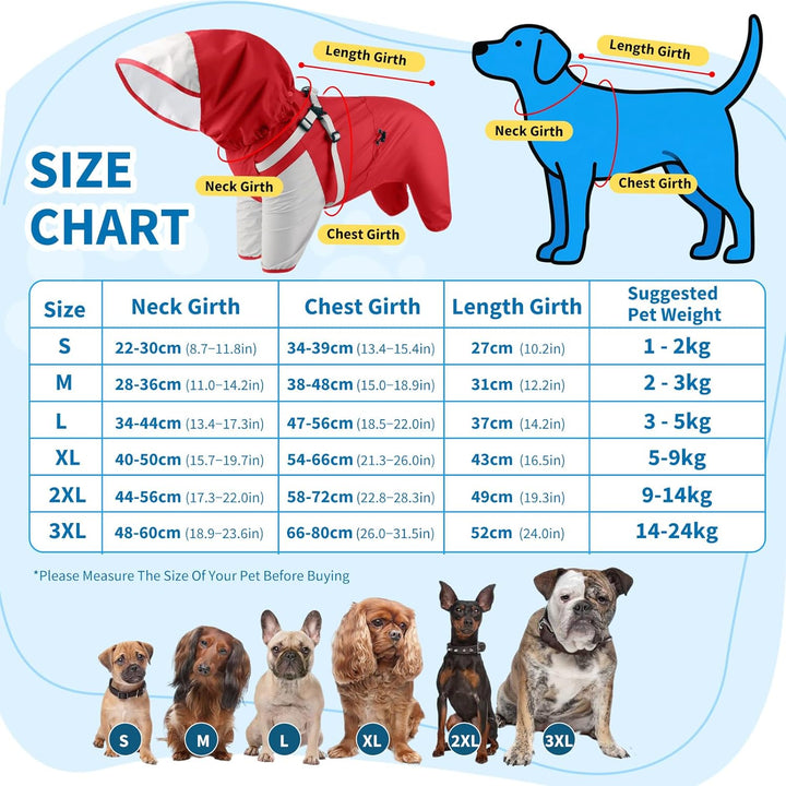 PETCUTE Hunde Regenmantel,Wasserdichter Hunde-Regenjacke mit Integriertem Geschirr,Abnehmbare Kapuze