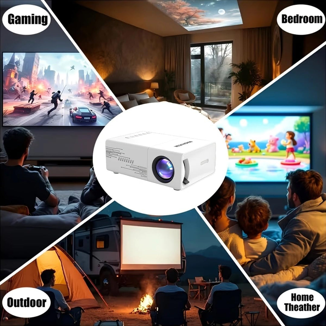 Portable Mini Smart Projector with Phone Mirroring for Home Theater, USB, Smartphone, iPad, TV Box,