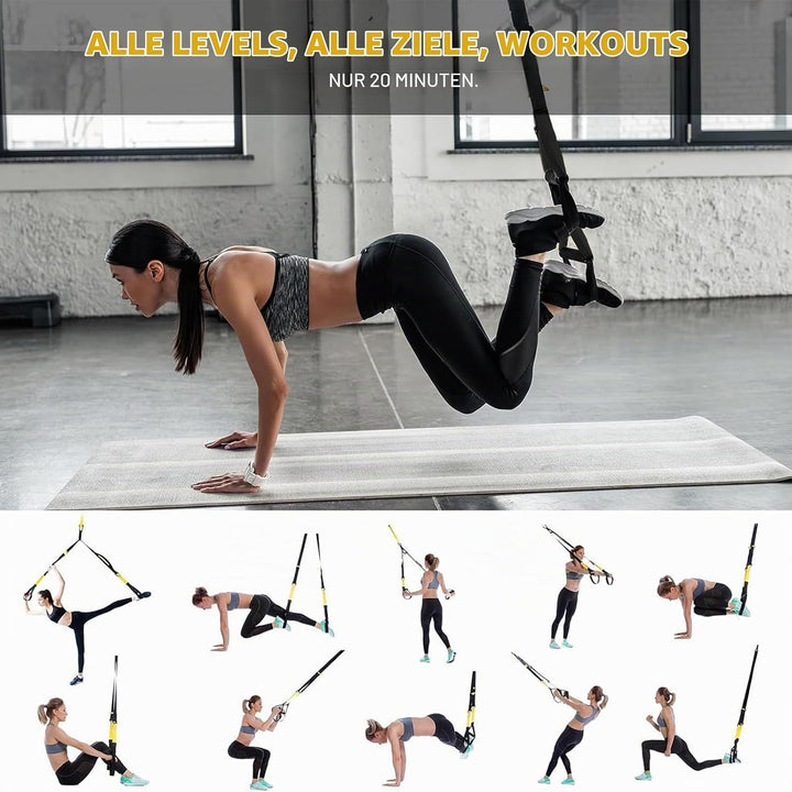 Flintronic Schlingentrainer, Sling Trainer Set für EIN Ganzkörpertraining, Schlingentrainer für Zuha
