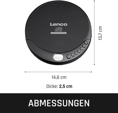 Lenco CD-Player CD-200 Discman mit LCD-Display - Batterie- und Netzfunktion - Hörbuchfunktion - Inkl